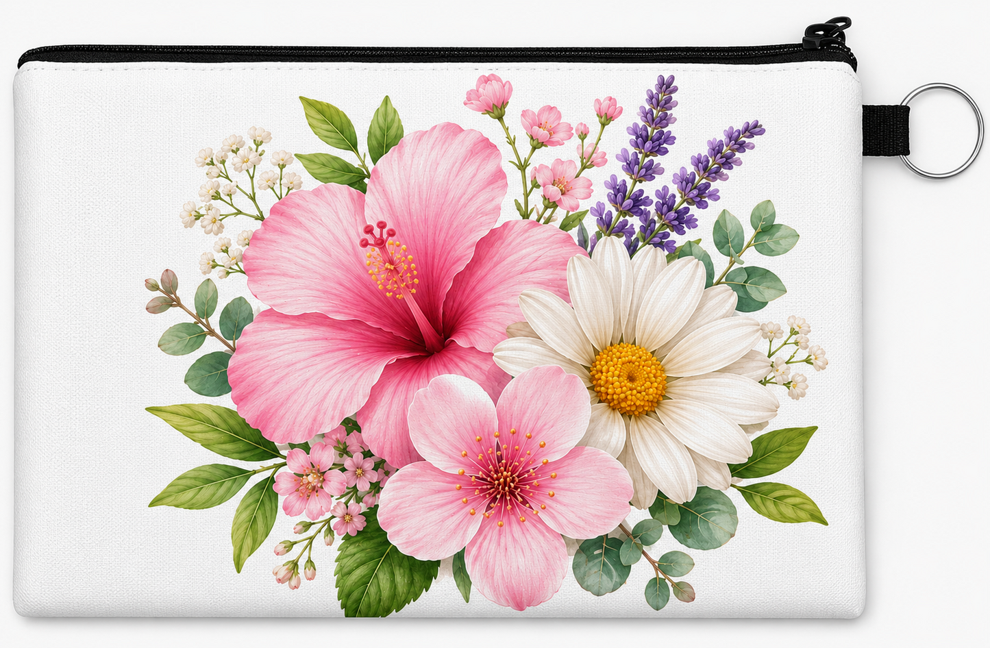 Floral Zipper Coin Purse / Cosmetic Pouch Description
