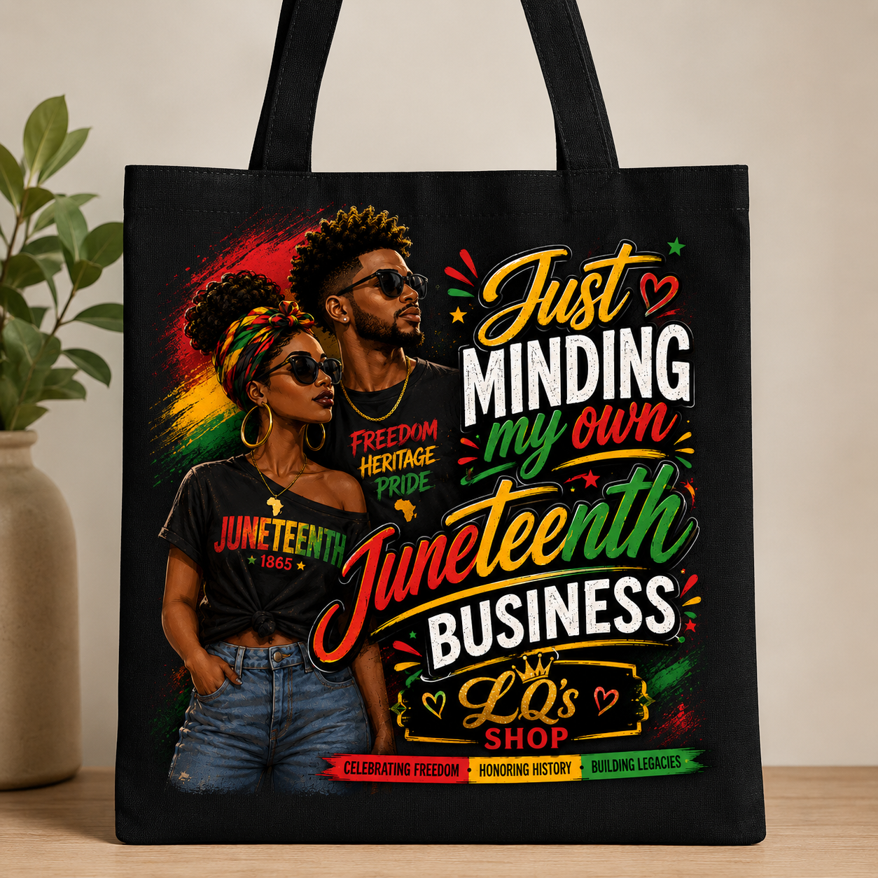 Just Minding My Own Juneteenth Business tote
