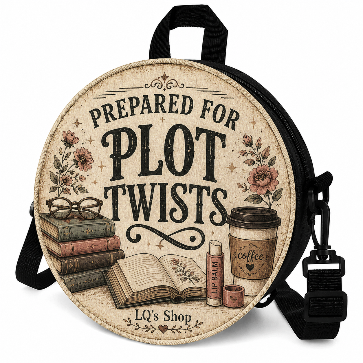 Prepared for Plot Twists Round Crossbody Purse