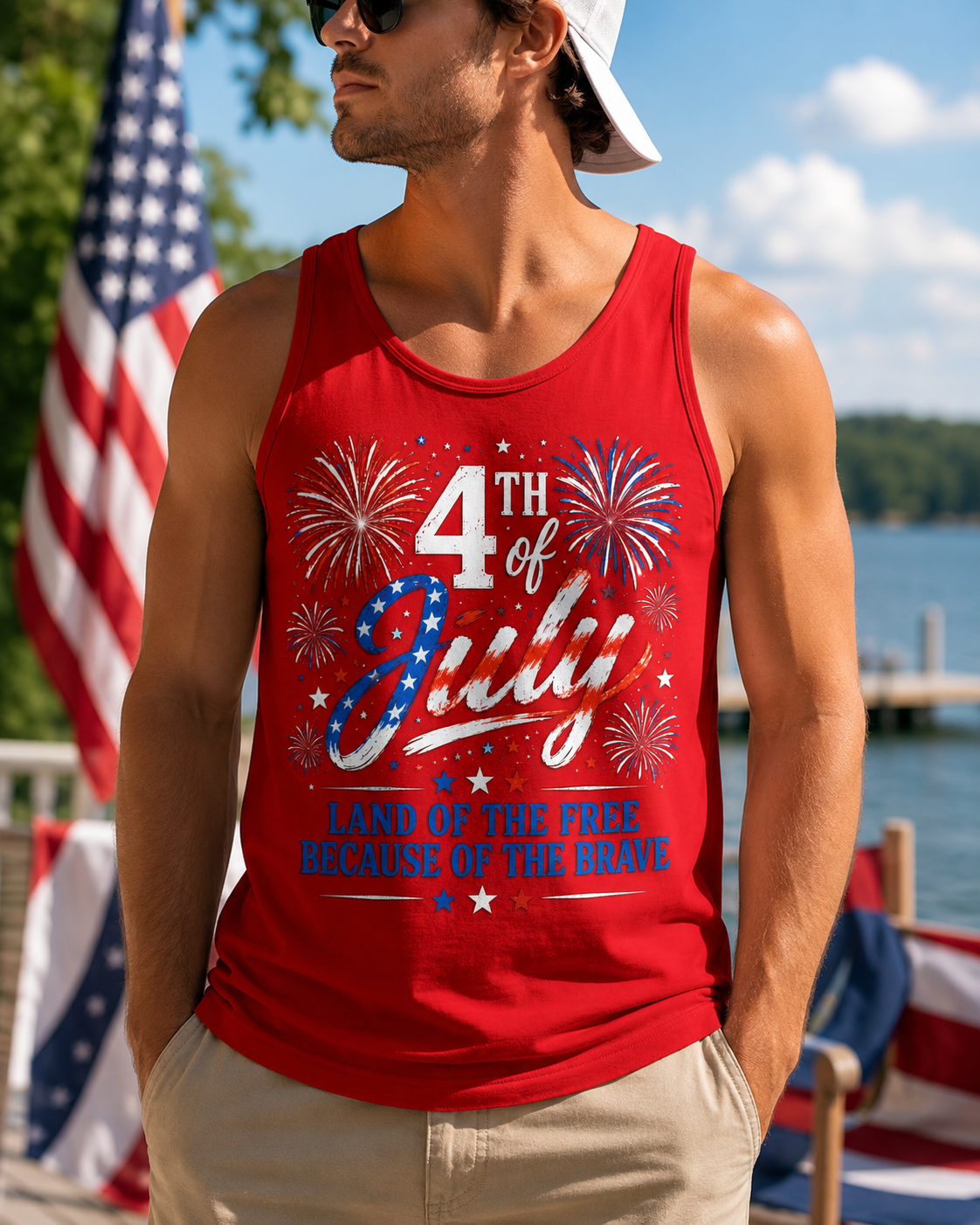 US 4th of July Fireworks Tank Top