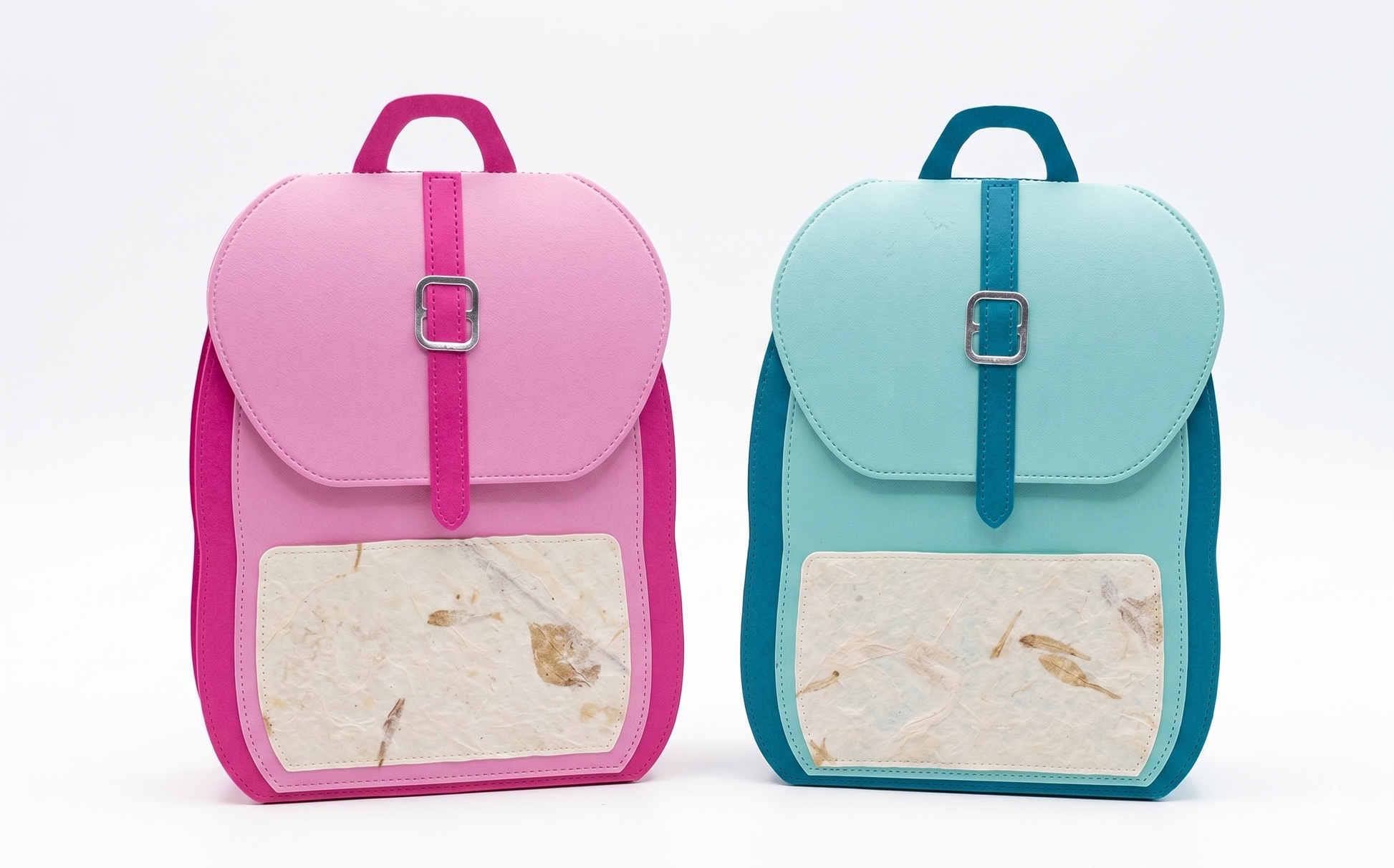 The item is a mini crafted backpack that can hold small items. The 2 backpacks come in 2 colors blue or pink.