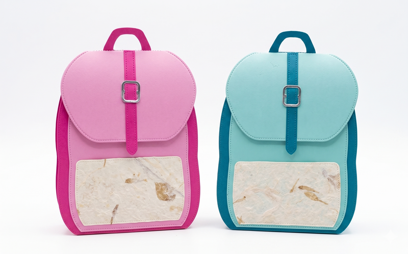 The item is a mini crafted backpack that can hold small items. The 2 backpacks come in 2 colors blue or pink.