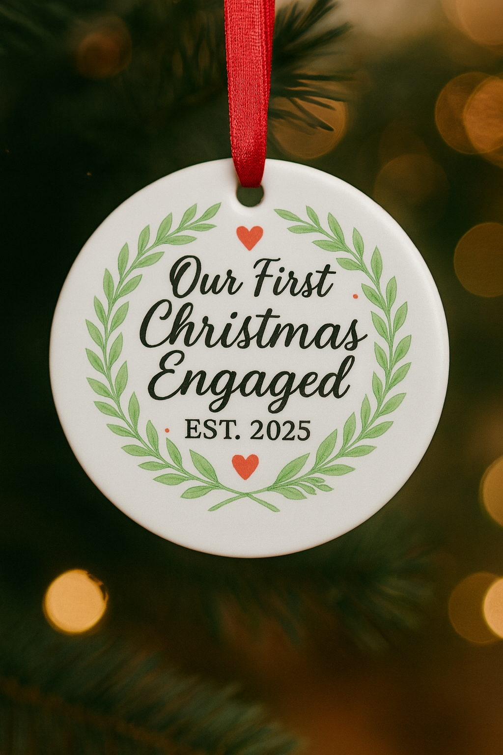 💍 Our First Christmas Engaged Ornament – Est. 2025 💍