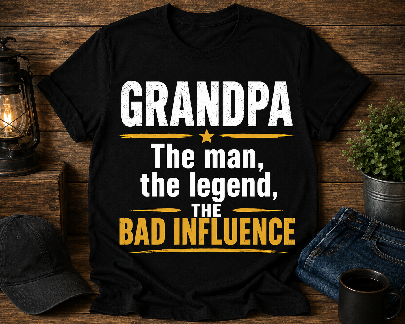 Limited edition GRANDPA The Man, The Legend, The Bad Influence T-Shirt