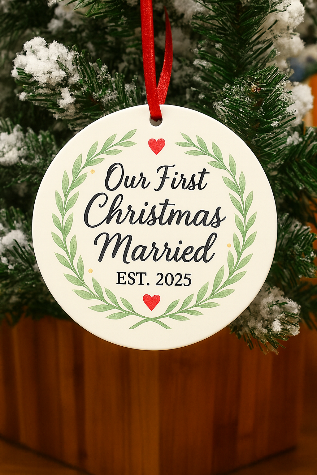 💍 Our First Christmas Married Ornament – Est. 2025 💍