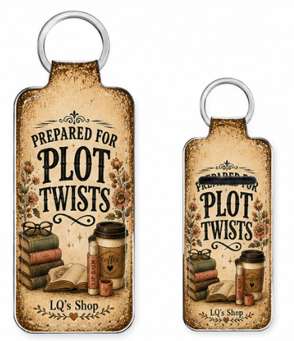 Prepared for Plot Twists Faux Leather Chapstick Holder Keychain