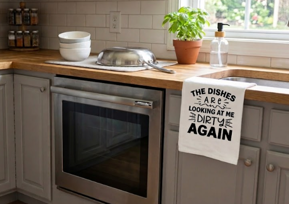 The Dishes Are Dirty Again Cup Towel